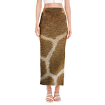 Brown Giraffe Print Side Slit Maxi Skirt