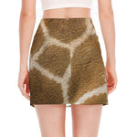 Brown Giraffe Print Side Slit Mini Skirt