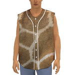 Brown Giraffe Print Sleeveless Baseball Jersey