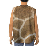 Brown Giraffe Print Sleeveless Baseball Jersey