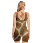 Brown Giraffe Print Sleeveless One Piece Swimsuit