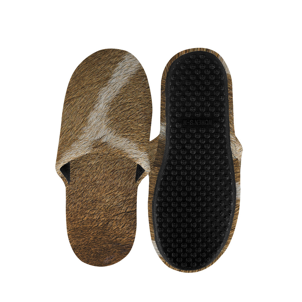 Brown Giraffe Print Slippers