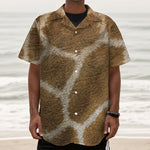 Brown Giraffe Print Textured Short Sleeve Shirt