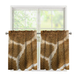 Brown Giraffe Print Tier Curtains