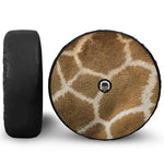 Brown Giraffe Print Tire Cover With Camera Hole