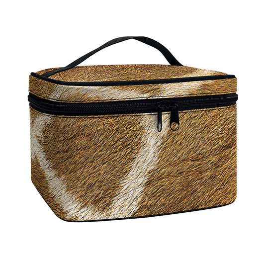 Brown Giraffe Print Travel Makeup Bag