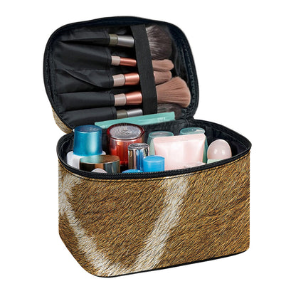 Brown Giraffe Print Travel Makeup Bag