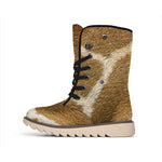Brown Giraffe Print Winter Boots
