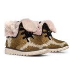 Brown Giraffe Print Winter Boots