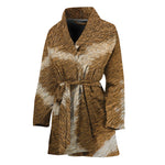 Brown Giraffe Print Women's Bathrobe