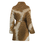 Brown Giraffe Print Women's Bathrobe