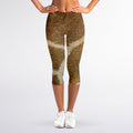 Brown Giraffe Print Women's Capri Leggings