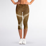 Brown Giraffe Print Women's Capri Leggings