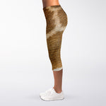 Brown Giraffe Print Women's Capri Leggings