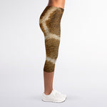 Brown Giraffe Print Women's Capri Leggings