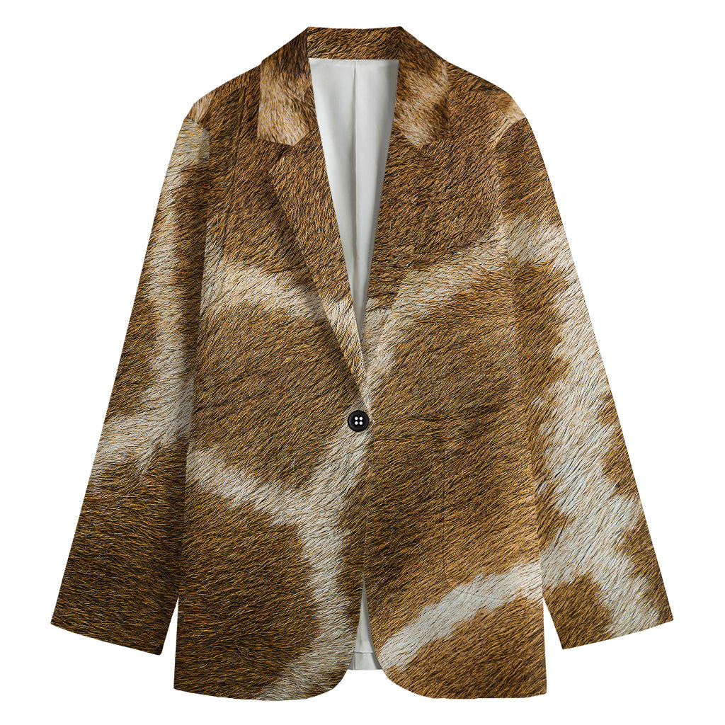 Brown Giraffe Print Women's Cotton Blazer