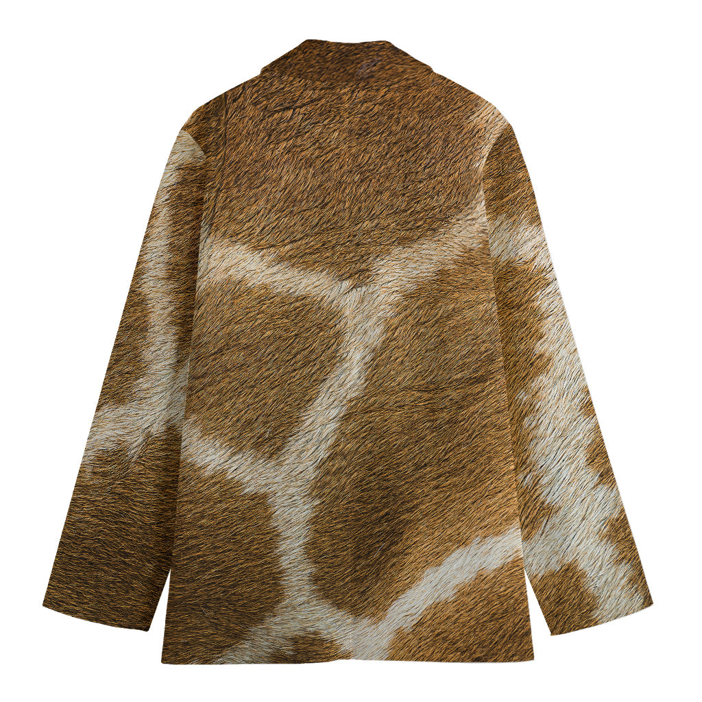 Brown Giraffe Print Women's Cotton Blazer