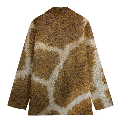 Brown Giraffe Print Women's Cotton Blazer