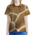 Brown Giraffe Print Women's Polo Shirt