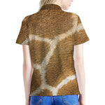 Brown Giraffe Print Women's Polo Shirt