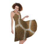 Brown Giraffe Print Women's Sleeveless Dress