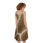 Brown Giraffe Print Women's Sleeveless Dress