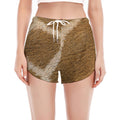 Brown Giraffe Print Women's Split Running Shorts