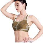 Brown Giraffe Print Women's Sports Bra