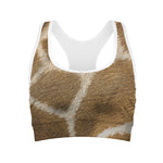 Brown Giraffe Print Women's Sports Bra