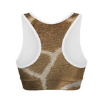 Brown Giraffe Print Women's Sports Bra