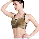 Brown Giraffe Print Women's Sports Bra