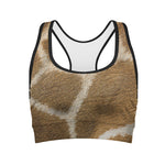 Brown Giraffe Print Women's Sports Bra