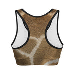 Brown Giraffe Print Women's Sports Bra