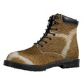 Brown Giraffe Print Padded Collar Lace Up Boots