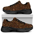 Brown (NOT Real) Glitter Print Black Chunky Shoes