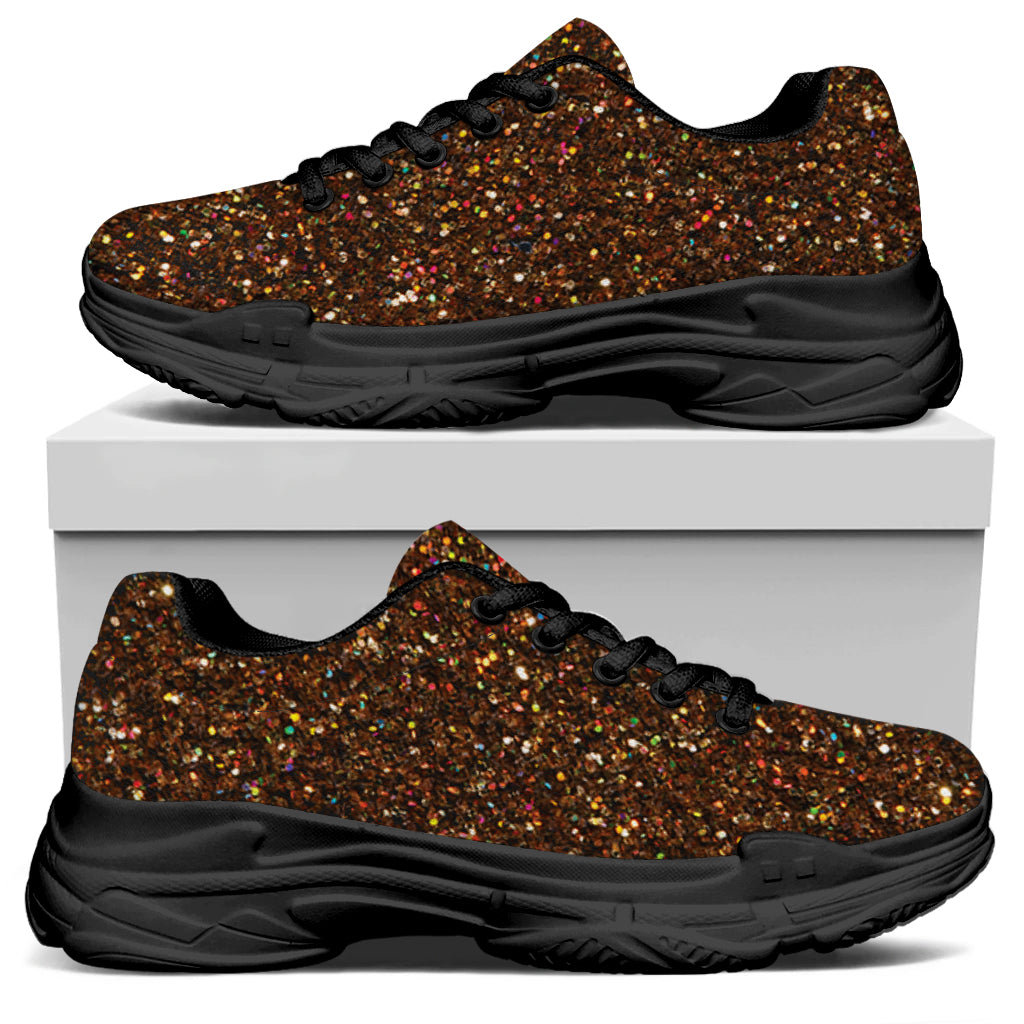 Brown Glitter Artwork Print (NOT Real Glitter) Black Chunky Shoes