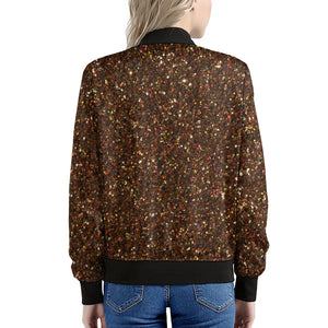 Brown Glitter Artwork Print (NOT Real Glitter) Women's Bomber Jacket