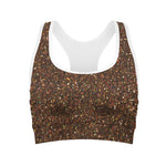 Brown Glitter Artwork Print (NOT Real Glitter) Women's Sports Bra