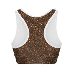 Brown Glitter Artwork Print (NOT Real Glitter) Women's Sports Bra