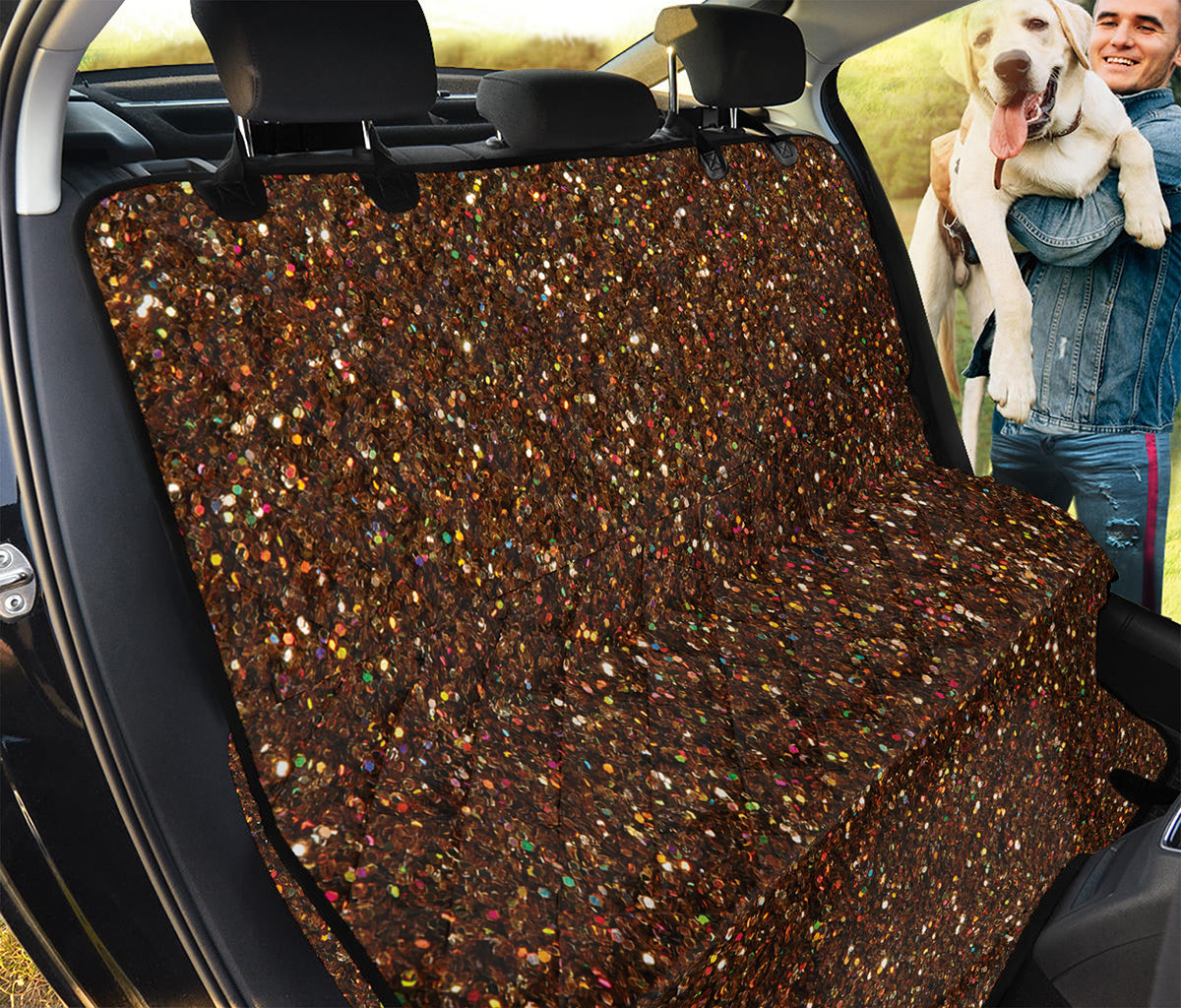 Brown (NOT Real) Glitter Print Pet Car Back Seat Cover