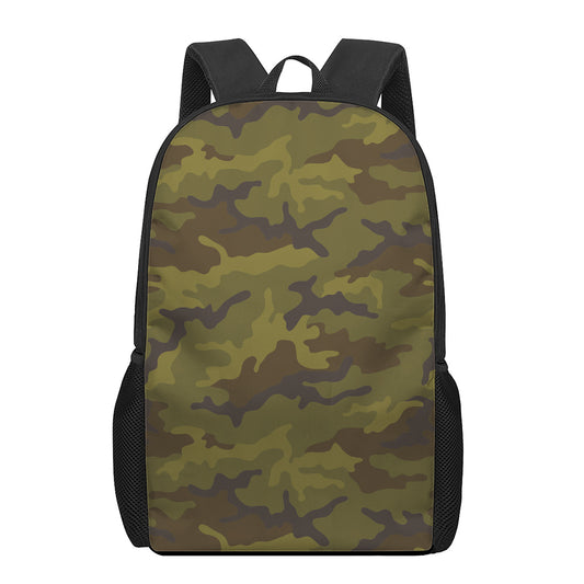 Brown Green Camouflage Print 17 Inch Backpack