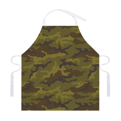 Brown Green Camouflage Print Adjustable Apron