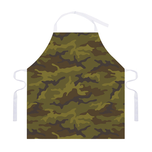 Brown Green Camouflage Print Adjustable Apron