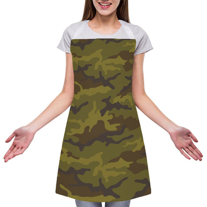 Brown Green Camouflage Print Adjustable Apron