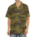 Brown Green Camouflage Print Aloha Shirt