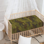 Brown Green Camouflage Print Baby Crib Sheet