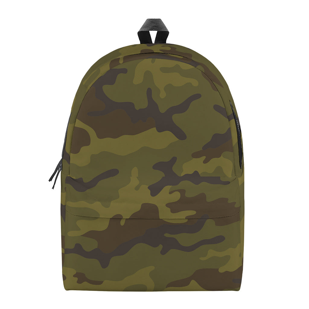 Brown Green Camouflage Print Backpack