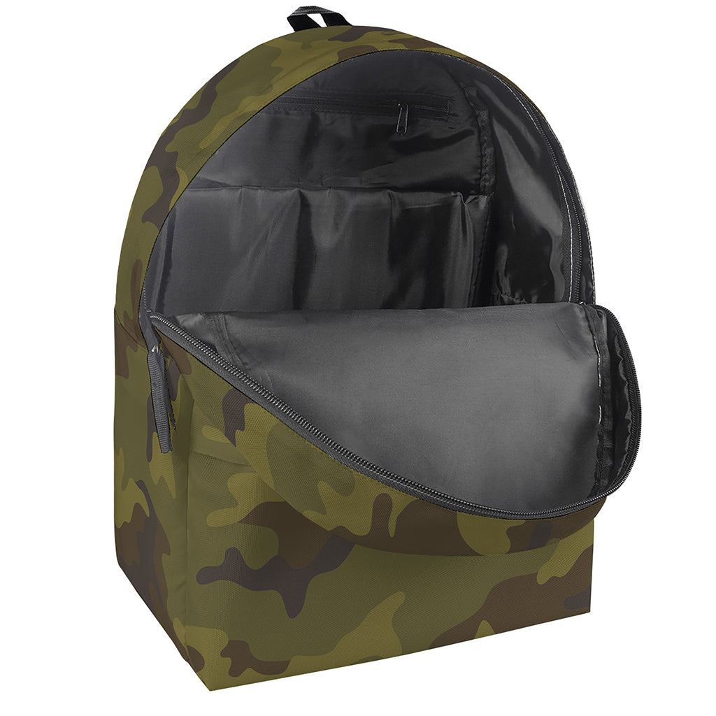 Brown Green Camouflage Print Backpack