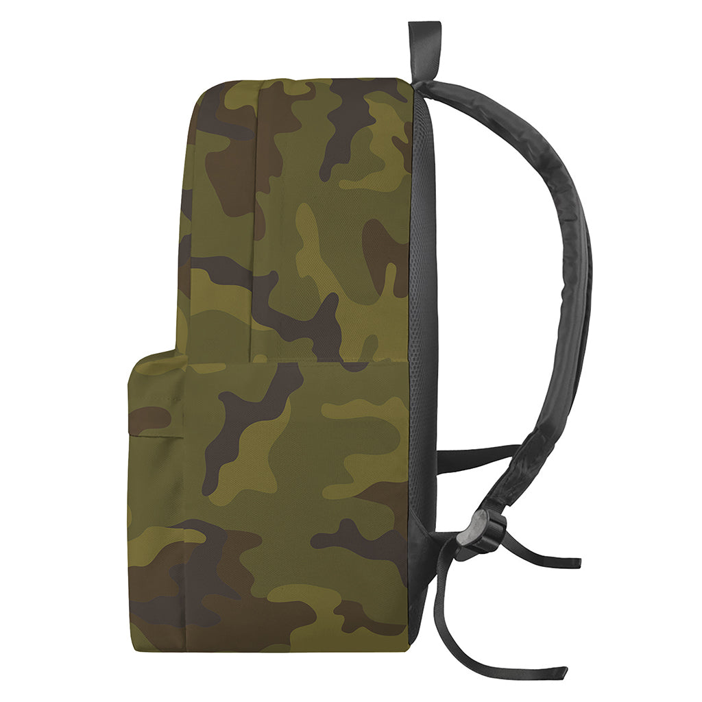 Brown Green Camouflage Print Backpack