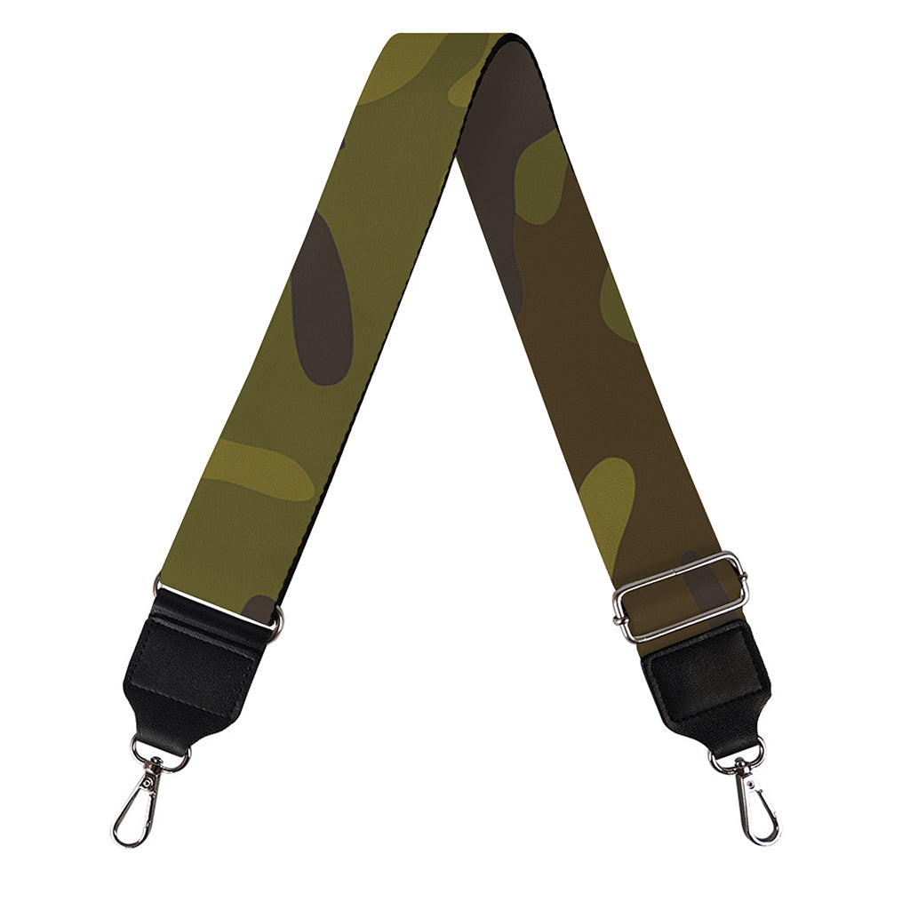 Brown Green Camouflage Print Bag Strap